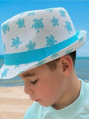 Flap Happy UPF 50+ Fedora Hat Turtle Print Paper Straw Beach Sun Hat-M